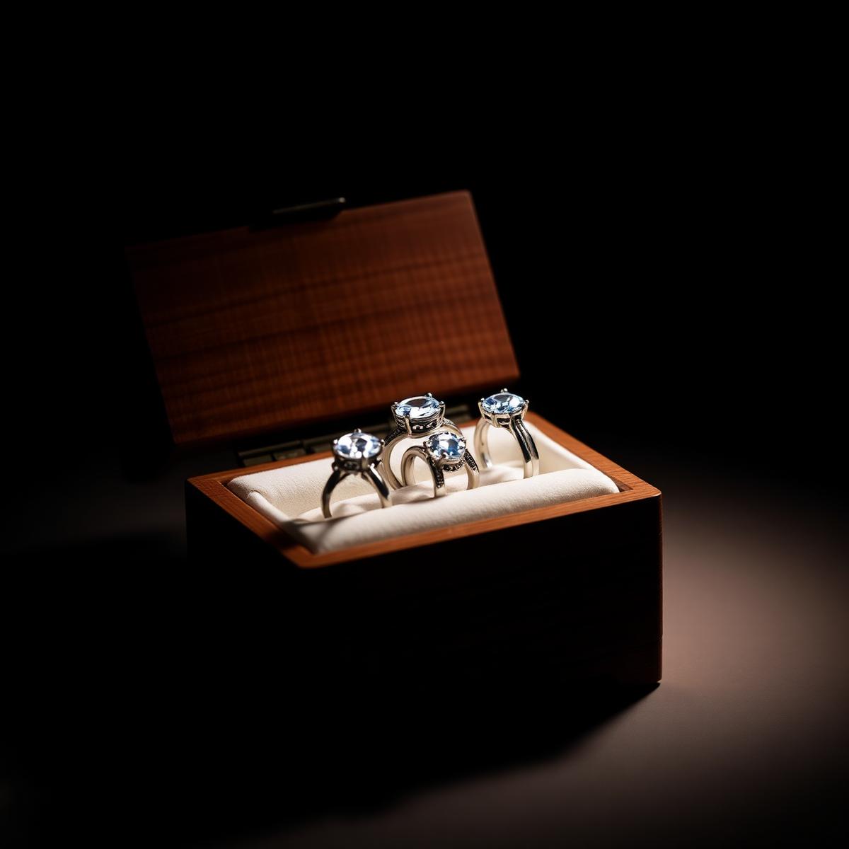 Home try-on box with moissanite rings